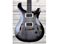 PRS  SE HB II CA Charcoal Burst - Guitarra eléctrica de doble corte, tipo cuerpo hueco., Tapa y fondo de arce flameado, cuerpo central de caoba, 22 trastes, escala de 25'', mástil de caoba, Escala de ébano, 