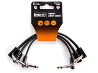 Dunlop MXR 3PDCPR06 Ribbon Patch Cable 3 Pack Black 15 cm Angled - Angled - Ultradelgado y súper silencioso, Extremos de perfil bajo para un fácil ajuste y una gran durabilidad., Cable de cobre libre de oxígeno para una señal limpia y pura, 