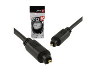 CABO FIBRA ÓPTICA TOSLINK-TOSLINK 2M PRETO PROK - Cable de fibra óptica Toslink, Toslink macho/Toslink macho, Tipo de conductor: POF, Estructura de PVC negro, Longitud del cable: 2 metros, Se suministra en bolsa de polietileno., 