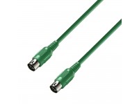 Adam hall K3 MIDI 0075 GRN - Longitud 0,75 m, Color verde, Diámetro del cable 5 mm, Sección transversal del conductor central 0,11 mm², Conector 1DIN de 5 pines, Conector 1 sexo macho, 