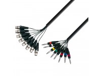 Adam hall K3L8FV0300 - canales 8, longitud 3m, De color negro, Diámetro del cable 12,8 mm, Sección transversal del conductor central 0,23 mm², 1 conector XLR, 