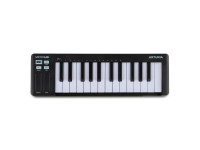 Arturia  MicroLab Mk3 Black - 25 teclas delgadas sensibles a la velocidad, 2 sensores sensibles al tacto para pitch bend y modulación, Modo de acordes, Botón Shift-/Mantener presionado, Botón de octava, Entrada de pedal de sust...