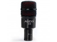 Audix D4 - micrófono especial, Para toms y bombo, Micrófono dinámico profesional, Patrón polar hipercardioide, Rango de frecuencia: 38 - 19 000 Hz, Impedancia: 200 ohmios, 