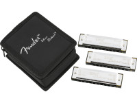 Armónica Blues Deluxe, paquete de 3, con estuche - Pack de 3 armónicas diatónicas Fender Blues Deluxe, Incluye las teclas C, G y A., armónicas de 10 agujeros, Cubiertas metálicas cromadas para mayor comodidad., Placas de lengüeta de latón reemplaza...