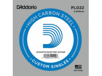 Daddario  PL022 Single String - Calibre: 022, acero liso, Mayor calidad de sonido y durabilidad, 