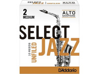 Daddario  Woodwinds Select Jazz Unfiled Alto 2M - Seleccione la serie de jazz, Fuerza: 2M (media), Las púas de Jazz seleccionadas se cortan a un grosor blanco y de lomo., Forma de punta tradicional, Ofrece una gran proyección y un sonido vibrante....