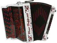 Dino Baffetti Supertuga Branca Vermelha - Concertina italiana Dino Baffetti 4ª voz, Modelo Supertuga, Cuarta voz en la mano derecha, 12 bajos, Incluye correas, Incluye estuche de transporte., 
