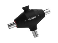 Evans DAPCK Drum Key - Sistema de cable retráctil para apretar y aflojar rápidamente los tornillos de afinación., Los dos accesorios cuadrados horizontales están conectados al sistema de cable retráctil., Anillo rojo hac...