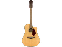 Fender  CD-140SCE-12 WA Nat - Construcción/forma: Acorazado de diseño clásico con corte, Tapa de abeto de madera maciza, Soporte X recortado, Ovangkol de vuelta, Lados de ovangkol, Mástil de caoba, 