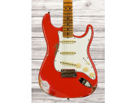 Fender Custom Shop Limited Edition 69 Stratocaster Heavy Relic Aged Fiesta Red - Hecho en EE. UU., Cuerpo: Aliso, Mástil: Arce 5/4 aserrado en cuartos, Perfil del mástil: 1969 "U", Construcción: Atornillable, Escala: Arce aserrado en cuartos 5/4, 