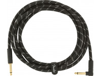 Fender  Deluxe Series Straight/Angle Black Tweed 3m - Cable de instrumento serie Deluxe, recto/ángulo, 3 m, tweed negro, 