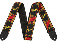 Fender  Monogramm Strap BYR  - Diseño: Logotipo / clavijero, Ajustable: 84cm - 150cm, Color: negro/amarillo/rojo, 