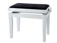 GEWA 130020 Banco Deluxe Branco Mate - Estructura de madera maciza ultra resistente, Tapicería de terciopelo negro para una comodidad superior., Altura regulable de 48 a 57 cm con mecanismo de precisión., Patas fijadas con tornillos M10...