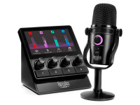 Micrófono y controlador Hercules DJ Stream Starter Kit para streaming - Kit completo para streaming y videojuegos., Incluye el controlador Hercules Stream 100., Incluye micrófono dinámico USB HUD-600., Control de audio en tiempo real, Pantalla LCD de 4,3” (480 × 272 pí...