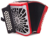 Hohner Compadre GCF Red Silver Grill - Acordeón diatónico de 31 botones en 3 filas, teclado a 2 voces, 12 bajos a 5 voces, peso 4 Kg, estuche blando y asas., 