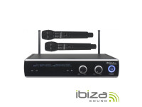 Ibiza  Central Microfone S/ Fios 2 Canais UHF 863.9/864.9mhz IBIZA - Centro de micrófono UHF inalámbrico de 2 canales, Frecuencia de funcionamiento: 863,9 ~ 864,9 MHz, Sensibilidad: -105dBm, Alcance máximo: 60 m, 2 micrófonos de mano, cable jack de 6,35 mm incluido,...