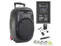 Ibiza  Coluna Amplificada 12 700W USB/BT/SD/Bat UHF Preta PORT12UHF-MKII - Altavoz amplificado de 12