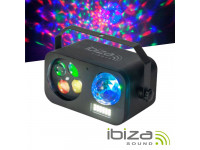 Ibiza  COMBILED20  - Proyector LED RGBW 3 en 1, Proyector con 3 efectos de luz, Efectos ASTRO, RGBW y STROBE, Potencia: 26W, Fuente de alimentación de 12 V CC 3 A y mando a distancia incluidos., 