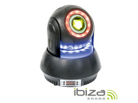Ibiza  Moving Head 30W 7 Gobos / 3 Anéis LED RGB DMX MIC - Proyector de cabeza móvil 30W, 7 gobos + 3 anillos LED RGB, 15 canales DMX, Movimiento PAN de 540º y rotación TILT de 180º, Voltaje de funcionamiento: 90-240V~50/60Hz, Pantalla LCD, Ángulo de haz: ...