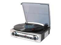 Inovalley  Gira-Discos 33/45/78 RPM 2x20W - Convierte discos antiguos con parlantes, Bluetooth V4.1, Control de velocidad: 33rpm, 45rpm y 78rpm, Equipado con 2 parlantes de 20W (cada uno), Radio FM, Bluetooth, USB, AUX, 2x RCA, Potencia: 230...