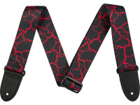 Jackson Poly Strap Red Crackle - Correa de 2 pulgadas de ancho, Diseño craquelado Jackson en impresión sublimada, Base fabricada en poliéster negro resistente., Extremos de cuero granulado de primera calidad, Ajustable de 33 a 58,...