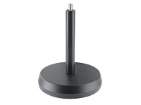 K&M  232BK Table Microphone Stand - soporte de micrófono de escritorio, Amortiguación oscilante por base de hierro fundido con inserto de goma especial, Tubo corto (175 mm), Base - diámetro 130 mm, El tubo con rosca de 3/8