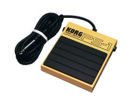 Korg  PS1 - Footswitch o pedal de sostenido para teclados arreglistas Korg, Polaridad - Negativa (-), Construcción de metal, Películas antideslizantes, Acabado amarillo, 