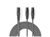 Nedis   Cabo 2x XLR 3P Fêmea / XLR 3P Macho 1.5m Cinzento