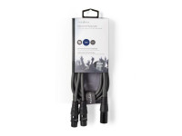 Nedis   Cabo 2x XLR 3P Fêmea / XLR 3P Macho 1.5m Cinzento