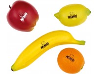 Nino Percussion ET100 assortment of 4pcs. fruit - Juego de coctelera de frutas compuesto por 4 piezas: plátano, manzana, limón y naranja, 