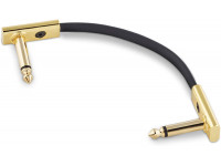 Rockboard  Flat Patch Cable Gold 10 cm  - Latiguillo plano de alta calidad con doble pantalla y sección rectangular, Enchufes jack en ángulo extra estrechos que ahorran espacio, contactos chapados en oro, caja de enchufe de metal, Conducto...