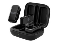 Rode Wireless Micro - Sistema completo compacto compuesto por dos micrófonos inalámbricos de clip, un receptor y un estuche de transporte con función de carga, Cápsula de condensador en miniatura, Patrón polar: omnidire...