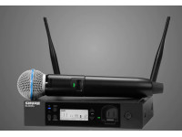 Shure  GLXD24R+/Beta58 B-Stock - Doble banda: 2,4 GHz y 5,8 GHz, Con micrófono vocal Beta58A (transmisor de mano GLXD2+) y receptor en rack GLXD4R+ de 9,5
