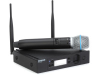 Shure  GLXD24R+/Beta87A - Doble banda: 2,4 GHz y 5,8 GHz, Con micrófono vocal Beta87A (transmisor de mano GLXD2+) y receptor en rack GLXD4R+ de 9,5