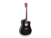 Soundsation Dreadnought Cutaway c/preamp Meadow DNCE-BK - Cuerpo dreadnought 4/4 con corte, Preamplificador integrado con volumen, ecualizador, inversión de fase y afinador., Escala de 648 mm, Tablero de mesa de madera de tilo, Fondo y laterales de tilo, ...