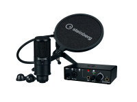 Steinberg  IXO12 Podcast Pack - Paquete de grabación Steinberg IXO 12, Set compuesto por interfaz de audio USB 2.0 de 2 canales, micrófono de condensador ST-M01, filtro pop, soporte para trípode y cable XLR, Incluye Steinberg Cub...