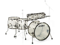 Tama Starclassic Mirage 50th A. Ltd - Serie Starclassic Mirage, Edición limitada del 50 aniversario, Cascos de acrílico de 6,5 mm de espesor para el bombo y de 5,5 mm de espesor para los toms y los toms de piso, Herrajes de níquel negr...