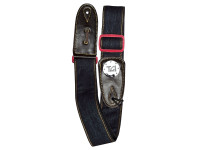 TGI Guitar Strap Woven Blue Denim Red Buckle 
