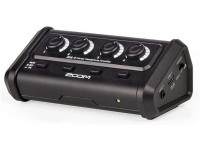 Zoom  ZHA-4  - Potente amplificador para 4 auriculares, Control de volumen separado e interruptor de silencio por salida, Alimentado por batería o USB-C, incluido Cable mini jack de 50 cm y 2 pilas AA, 